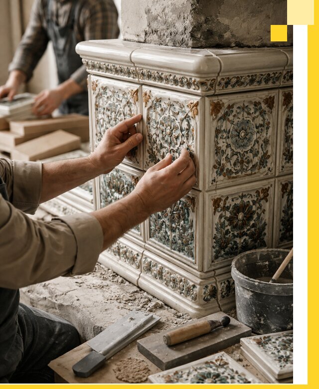 Изразцовые камины под ключ в Коврове: проект и монтаж