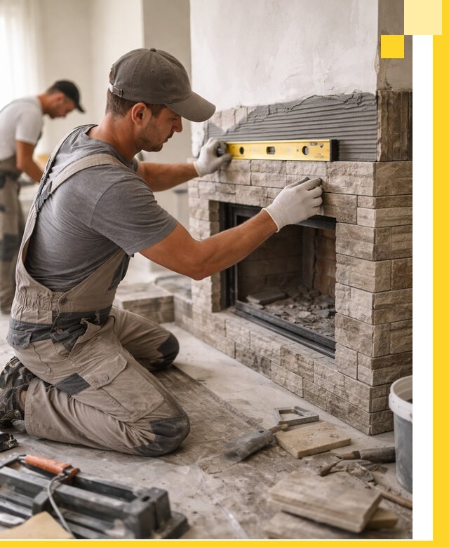 Облицовка каминов в Коврове, монтаж и отделка натуральным камнем