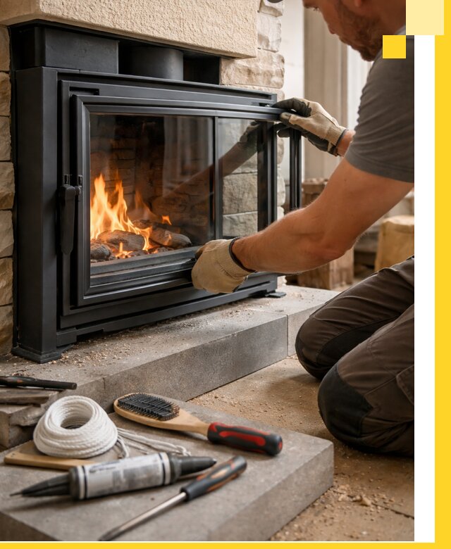 Производство, монтаж и доставка каминов со стеклом в Коврове