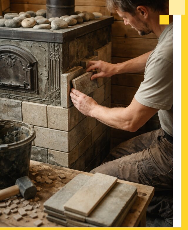 Облицовка банных печей в Коврове профессиональная отделка