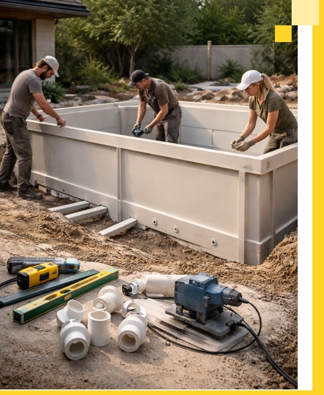 Установка полипропиленовых бассейнов под ключ в Коврове