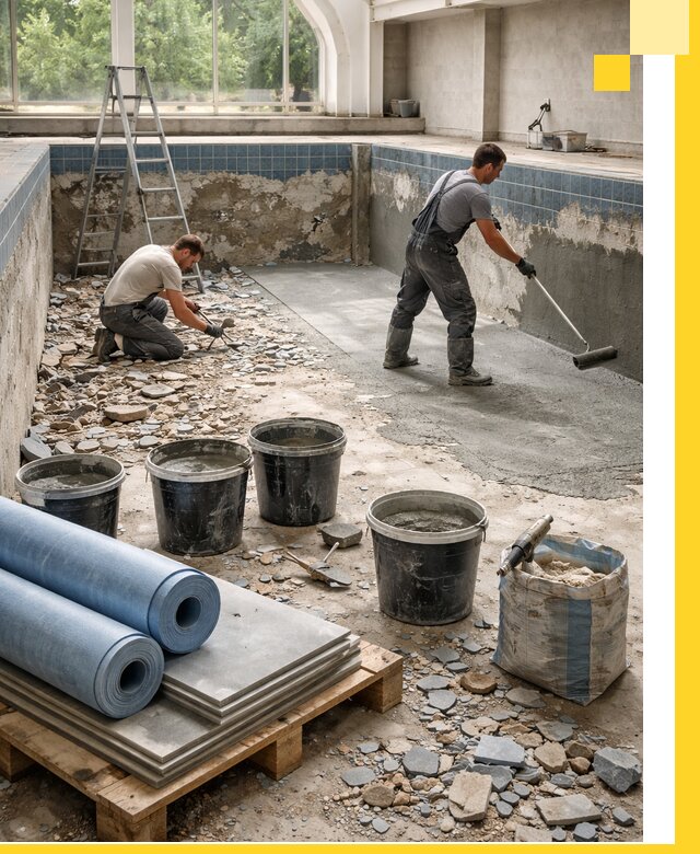 Реконструкция бассейнов в Коврове: ремонт, гидроизоляция