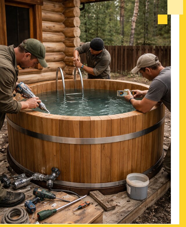 Строительство бань с купелью под ключ и отделкой в Коврове