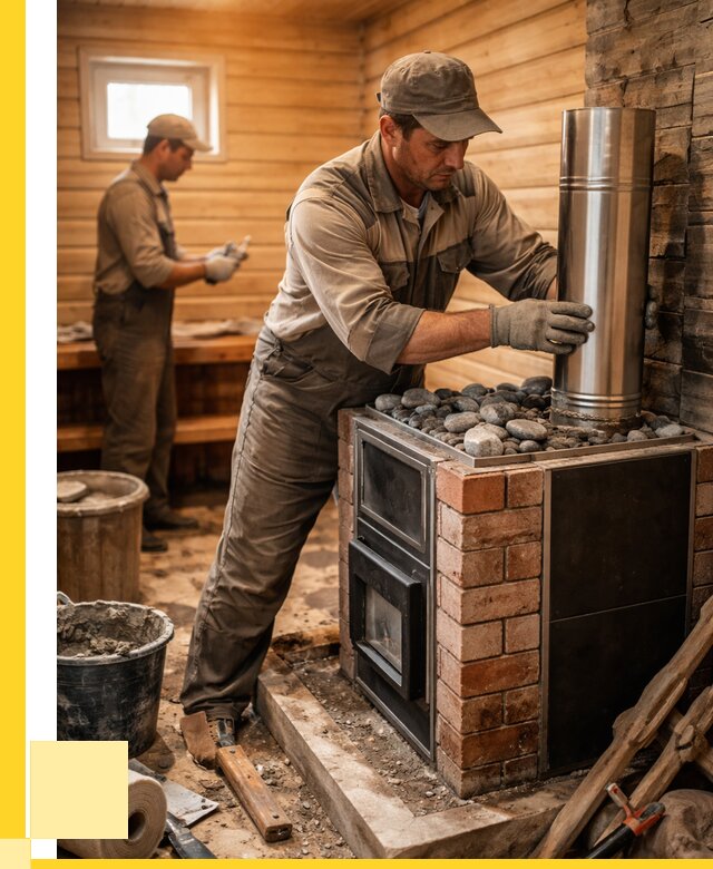 Монтаж печи в бане под ключ в Коврове от 20464 р. | ЭриданКвр