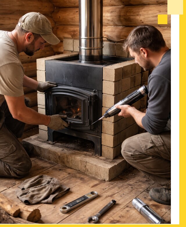 Монтаж и установка печи в бане под ключ с гарантией в Коврове