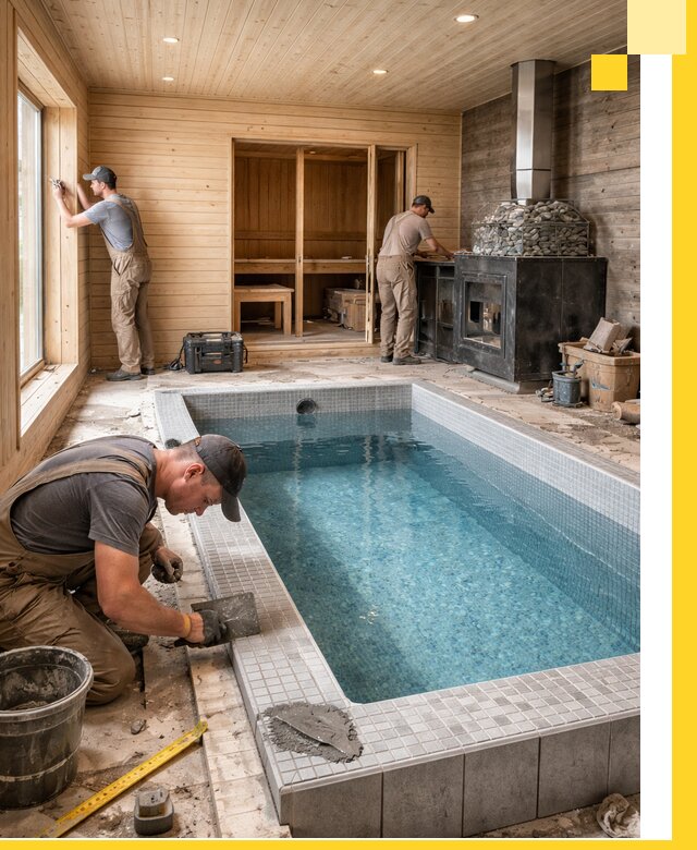 Проект бани с бассейном и сауной в Коврове под ключ