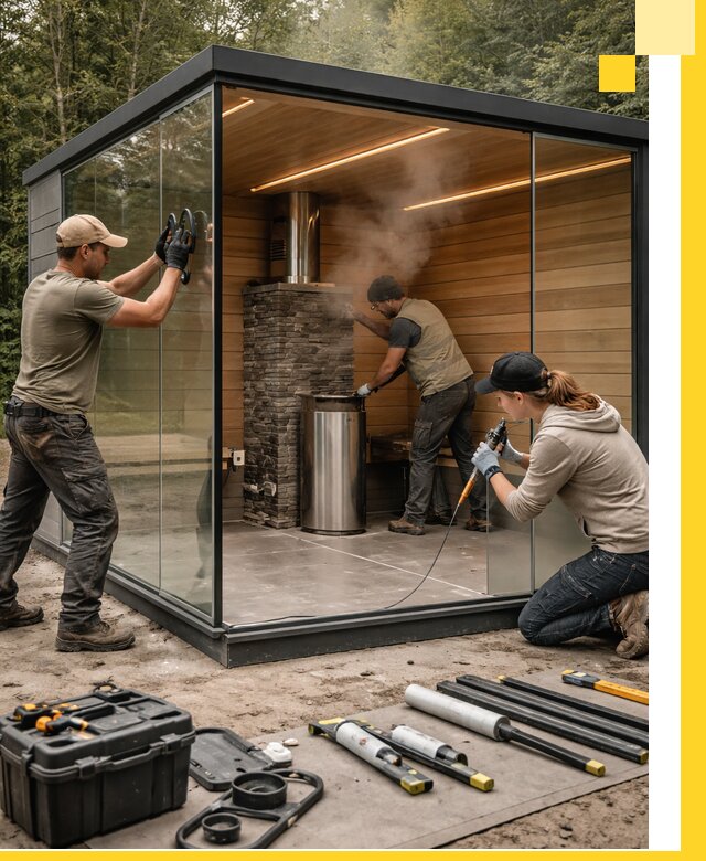 Проектирование и строительство стеклянных бань в Коврове