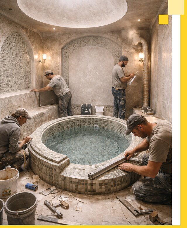 Профессиональное строительство хамама с бассейном в Коврове под ключ