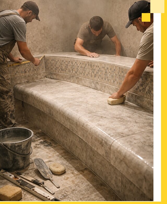 Изготовление и установка сидений для хамама в Коврове