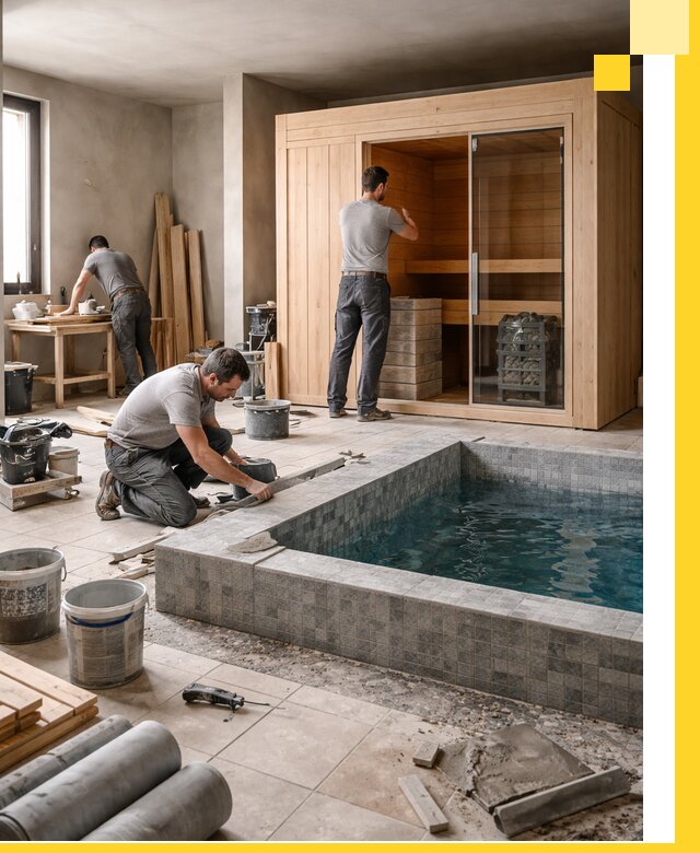 SPA зоны под ключ с бассейном сауной и печью в Коврове